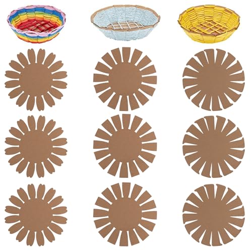 Framendino, 12 Stück gewebte Blumenkorb-Bodenpapier-Schablonen für DIY-Weberei-Zubehör von Framendino